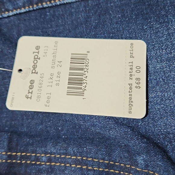 Free People We The Free "Feel Like Sunshine" Dark Wash Skinny Denim sz 24 FP1013 - Picture 14 of 14